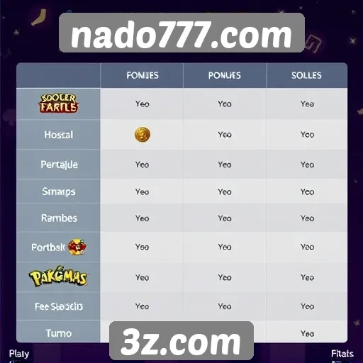 Comparação de jogos populares no nado777.com
